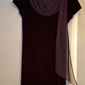 Elegant purple velvet Dress with Sheer Overlay